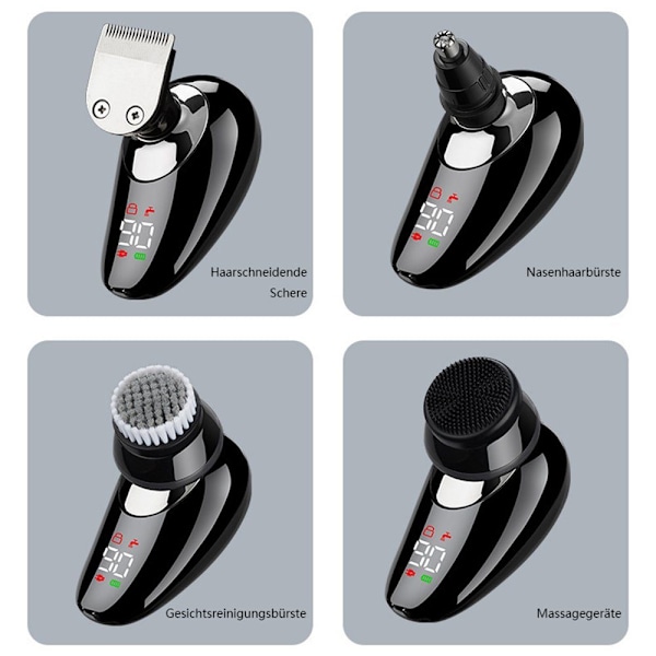 (Sort) Elektrisk shaver til mænd, 5-i-1 shaver