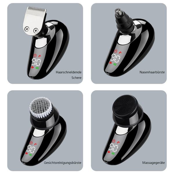 (Svart) Elektrisk barbermaskin for menn, 5-i-1 barbermaskin