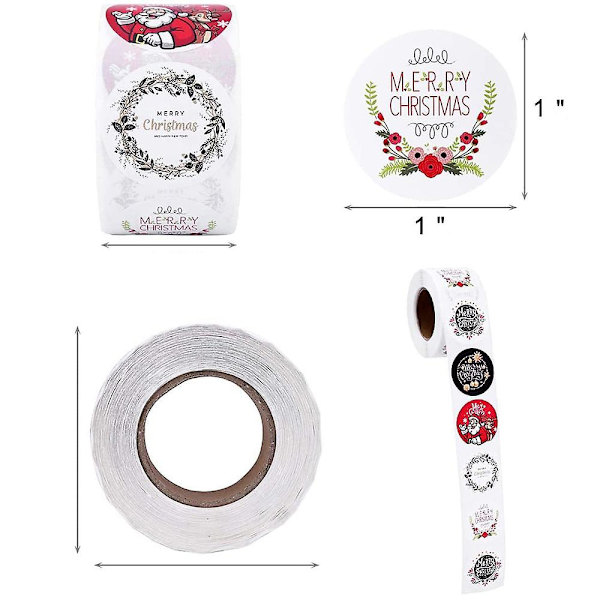 Julegavepakke-klistremerker med julemotiv, Santa Claus, 1 tomme, QY1518-300 stk.
