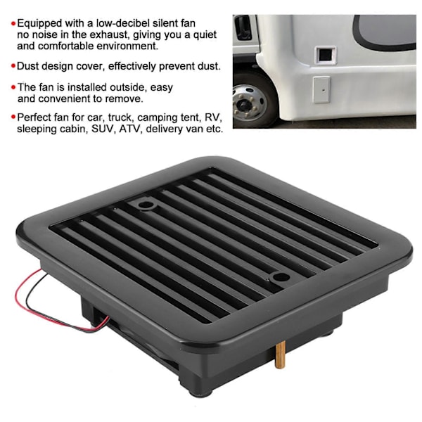 12V 4W Køleventilator med Skodder Ventil Envejs Side Stærk Vind Luftudsugning Bil Styling Camper Tilbehør