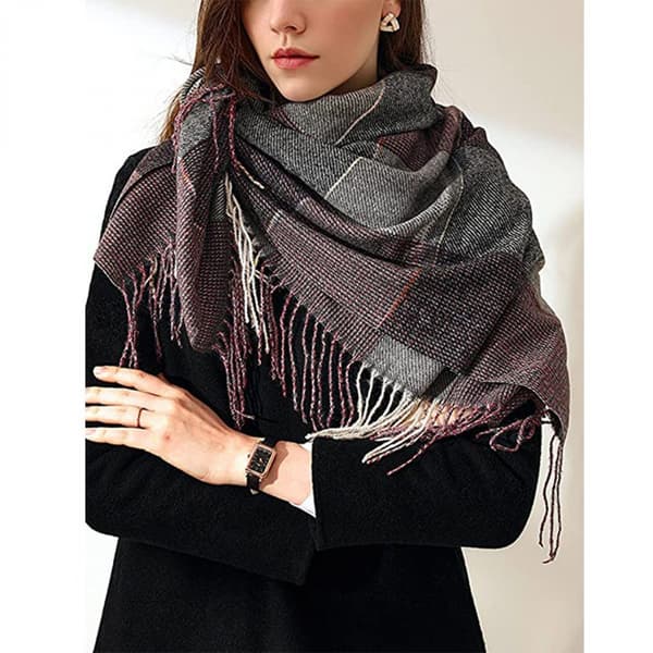 Brunternet langt varmt cashmere-tørklæde
