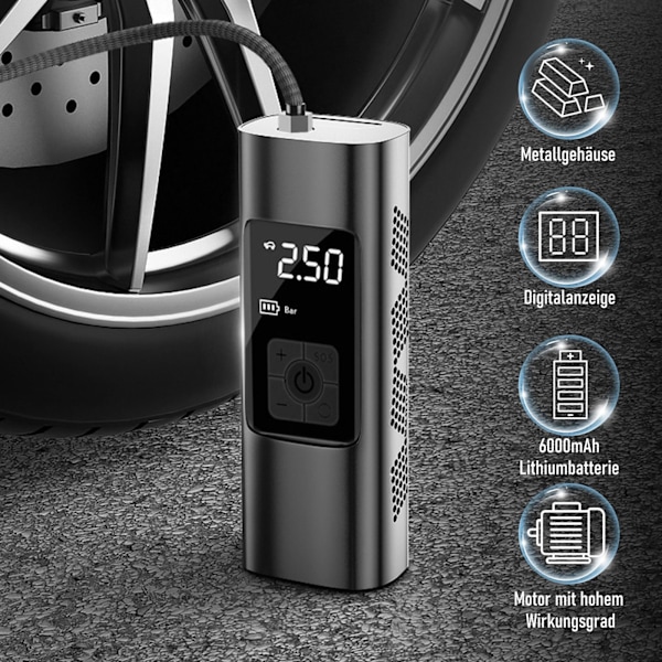 ##/Sähköinen pumppu Sähköinen ilmapumppu 6000mAh akulla 150PSI Kannettava##/