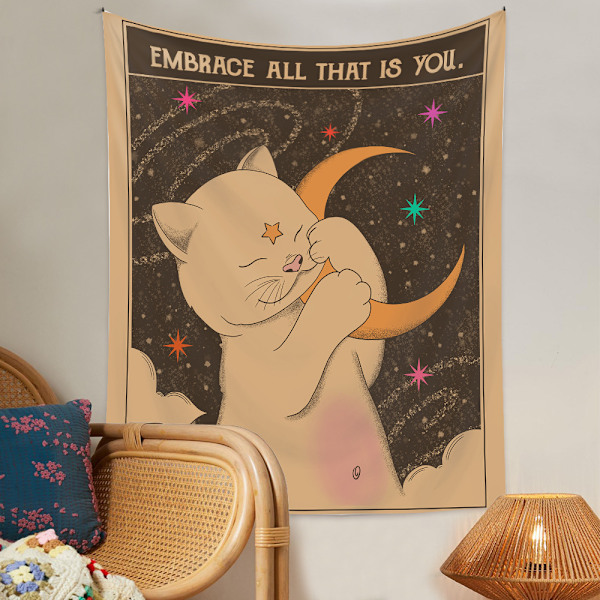 ##/150×200cm Väggbonad med kattmotiv - Katter, Dekorativ väggbonad,##/