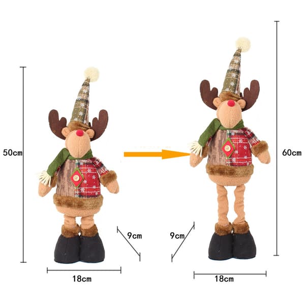 Teleskopisk juledukke, hjortdukke, julegave 50 cm