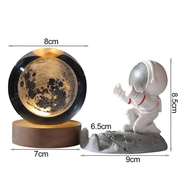 Stellar Kulelampe Falsk Krystall Romlampe med LED Base Klar Kule 3D Gravering Nattlys for Hjemmekontor Dekor D