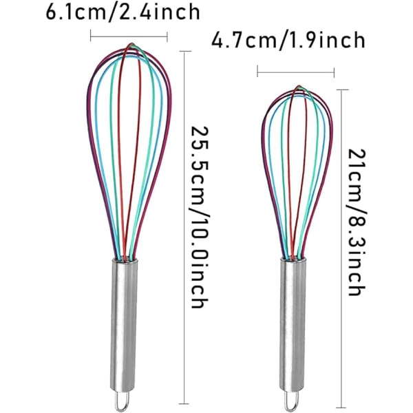 2-pakks Silikonvisker (10\" & 8\"), Mini Viskersett, Kjøkkenvisker