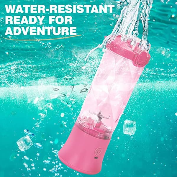 (Pink) Bærbar blender 270 Watt til shakes og smoothies, vandtæt blender