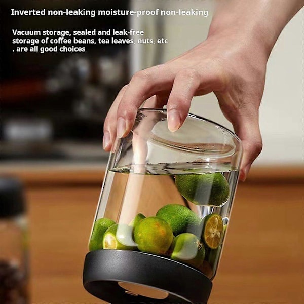 Vakuumforseglet krukke for kaffebønner, lufttett matoppbevaringsbeholder, klare glasskrukker for hjemmet, fuktsikker luftuttrekksbeholder 900ML
