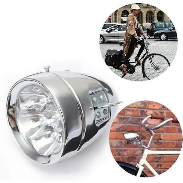 Vintage 7 LED -polkupyörän ajovalo, retro polkupyörän etuvalo, naarmuuntumaton kiinnikkeellä