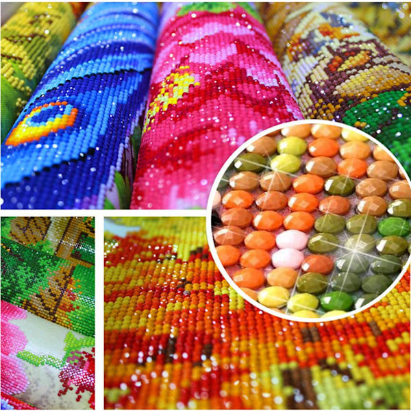 DIY Dockteaterfigur Korsstygn Broderimönster Diamantmålning