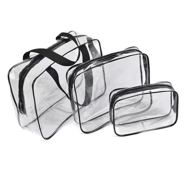 1 stk. Gaveposer Transparent PVC Rejsetaske Vandtæt Multifunktion Kosmetiktasker Makeup Tasker til Rejser 3 stk. (Sort)