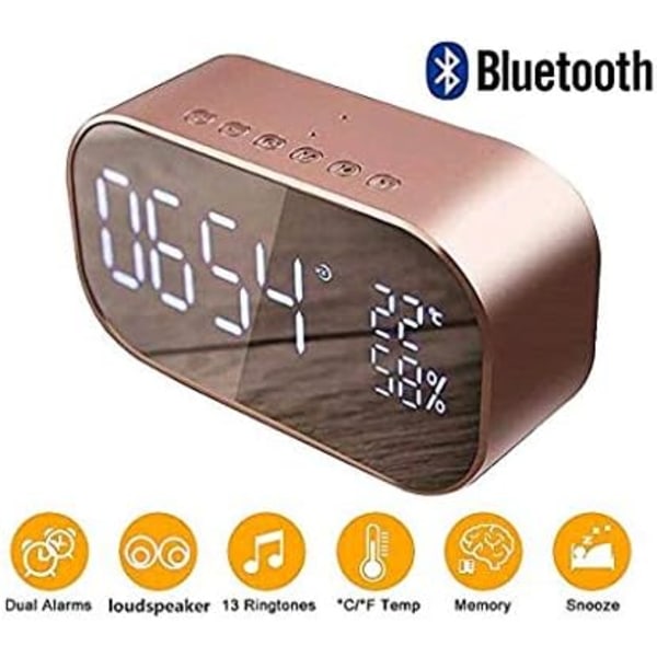 Digital Spegelväckarklocka med Bluetooth-högtalare, Ljusväckning