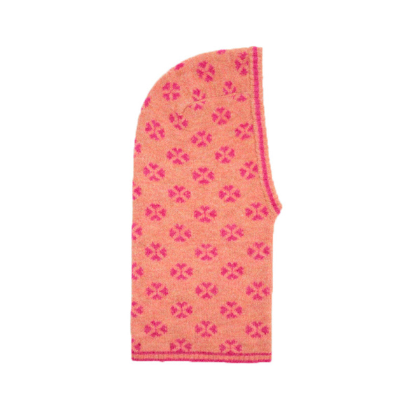 Färgglad stickad mössa med klövertryck - Rosa Orange, Design Nisch Sec