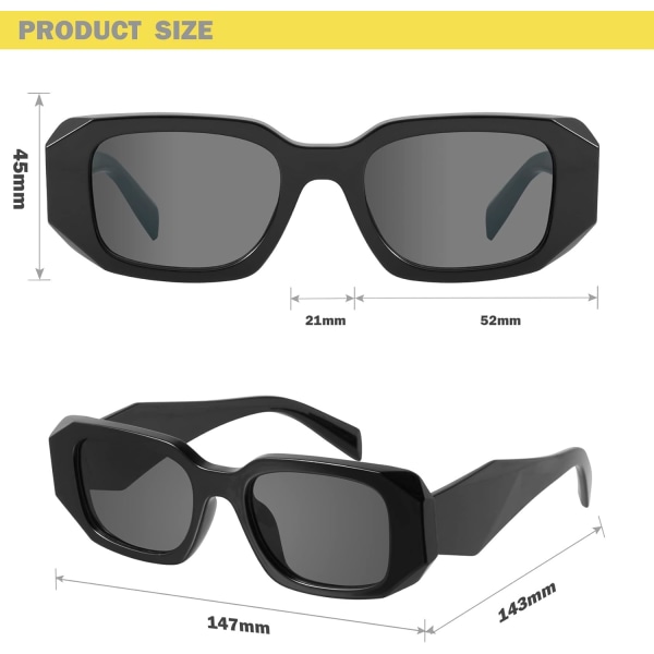 Trendy rektangulære solbriller til kvinder Mænd-Goulding