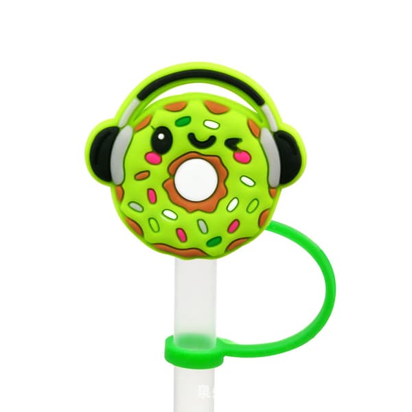 ##/stycken Donut Cartoon Sugrörsskydd för 7-8mm Sugrör, Silikon Dus##/