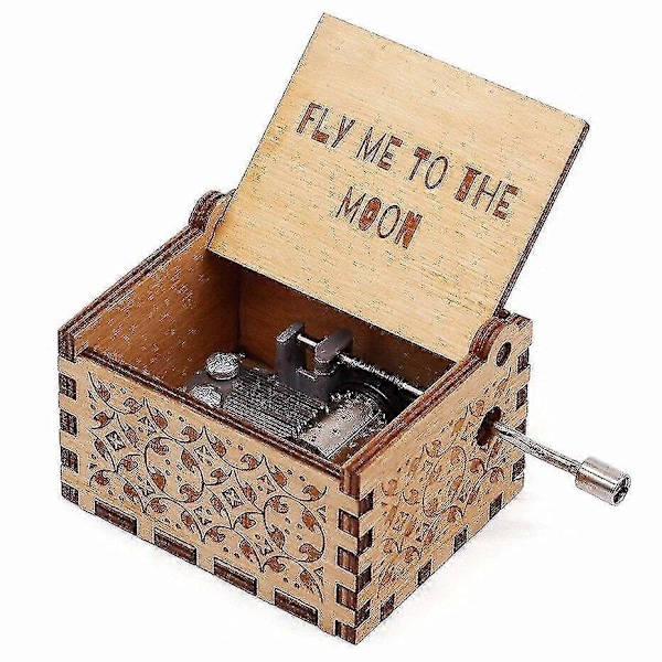 FLY ME TO THE MOON Vintage H Handvevad Trä Speldosa 30 Not Toner