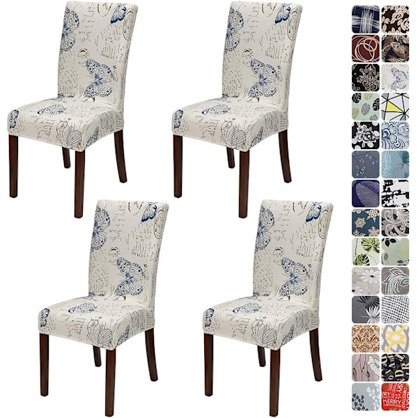 ##/Sett med 4 universelle stolkseter - sommerfuglmønster, elastisk og##/