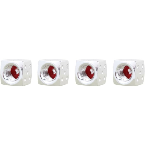 Silver 4-pack Däckventil Dammskydd, Tärningsdesign