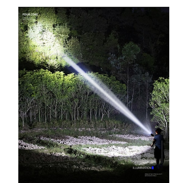 LED-taskulamppu erittäin tehokas 10000 lumenin taskulamppu, USB ladattava Tac