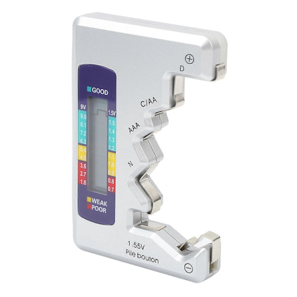 Digital Batteritester Kapasitetskontroll for C/D/9V/AA/AAA/1.5V Litium Strømforsyningsmåling