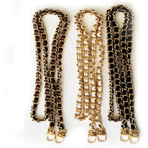 (Black, White and Brown) 3 Pack Purse Chains, Replacement Chain,