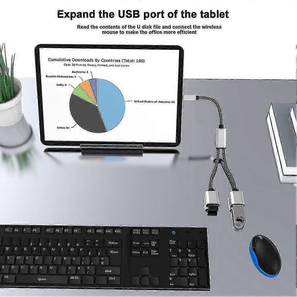 Usb C - Usb Otg -sovitinkaapeli, tyyppi C uros - Usb2.0 naaraslaajennushub-telakointiasema U Dis -levylle