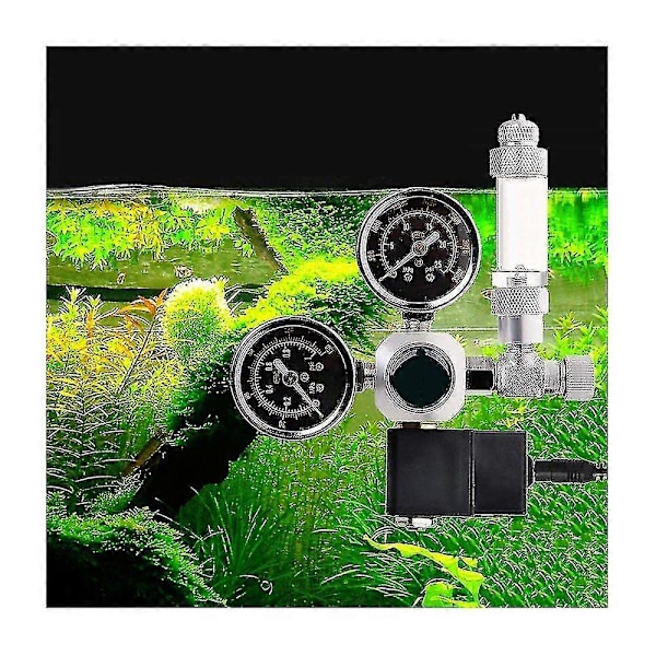 Co2 Trykregulator Natlukning W21.8 Interface Med Magnetventil 2 Manometre Og Bobletæller Til Akvariesystem
