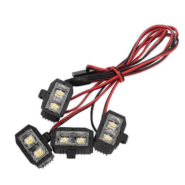 1/10 RC Bil LED Frontlykter - 8LED Hvitt Lys, Slitesterk, Plastskall, 5-7.4V RC LED Lys