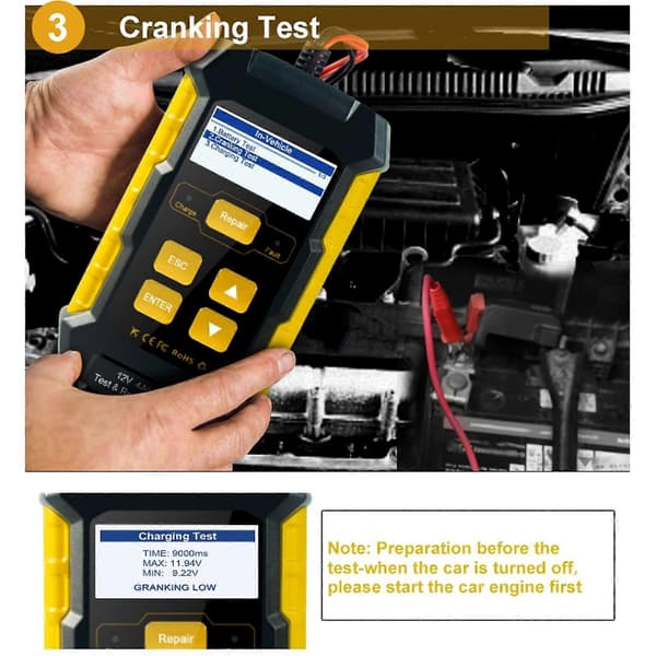 Bilbatteritester Lader Vedlikeholder Automotive Lastanalysator Startladesystem Testverktøy US Plug 110?250V