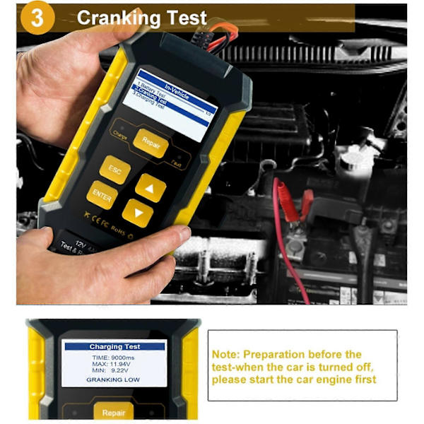 Bilbatteritester Oplader Vedligeholder Automotive Load Analyzer Startsystem Testværktøj US Stik 110?250V