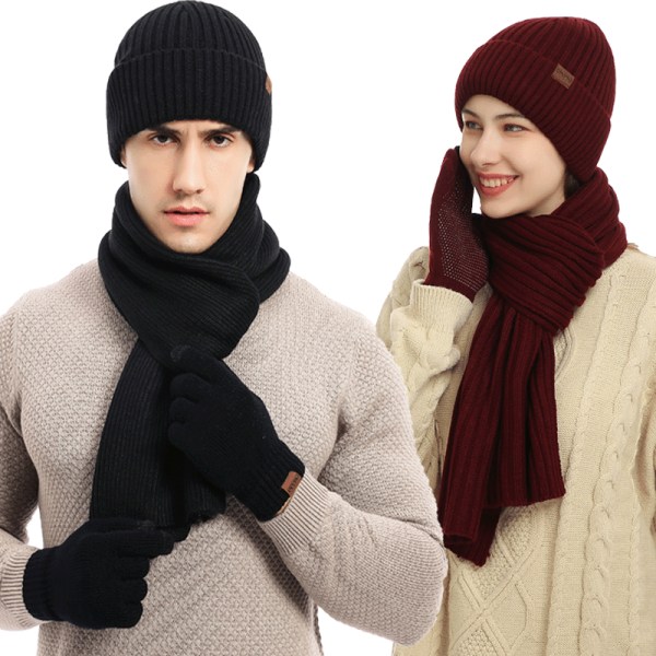 ##/Knitted scarf men's winter hat scarf with touchscreen gloves knit##/