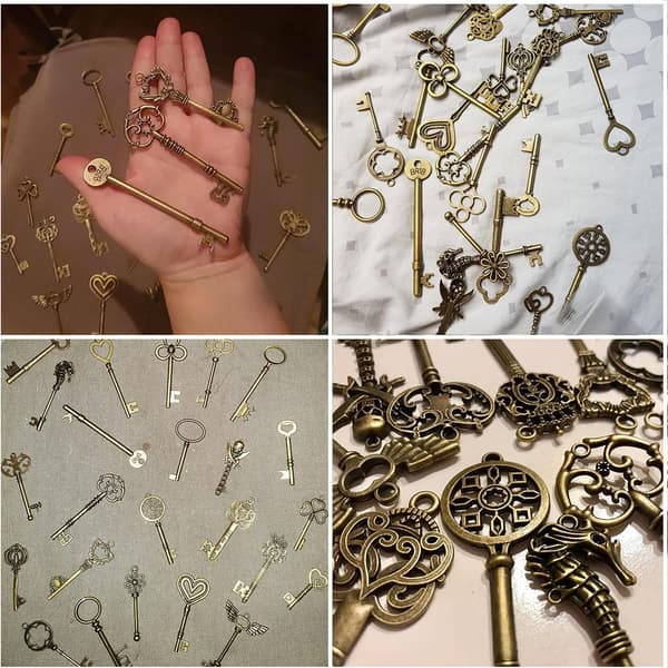 50 stk Store Antik Bronze Skeletnøgler Rustik Nøgle til Bryllup