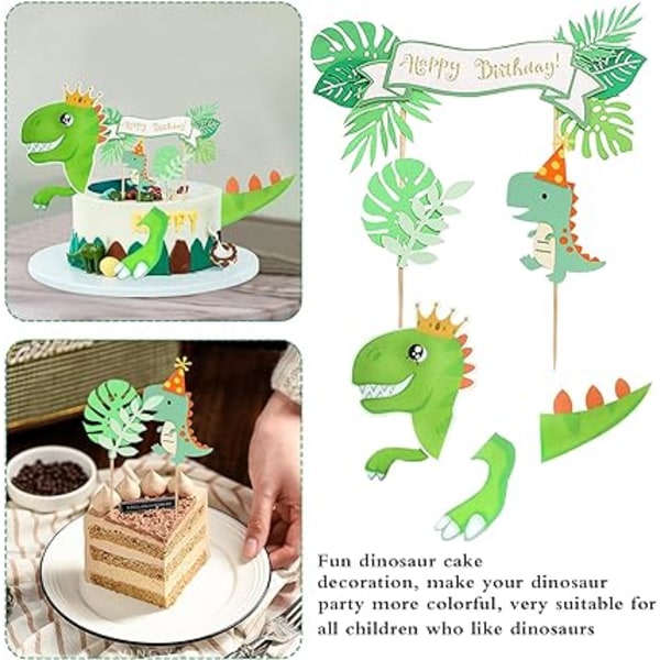 Dinosaurie-tårta Toppers, 4 stycken födelsedagstårta Toppers, Cupcake T