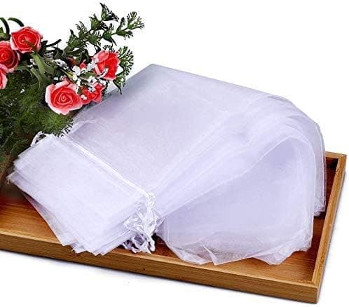 30 st 750 ml Rödvin Organza Vinpåse - 14 x 37 CM Vit (Med Dr