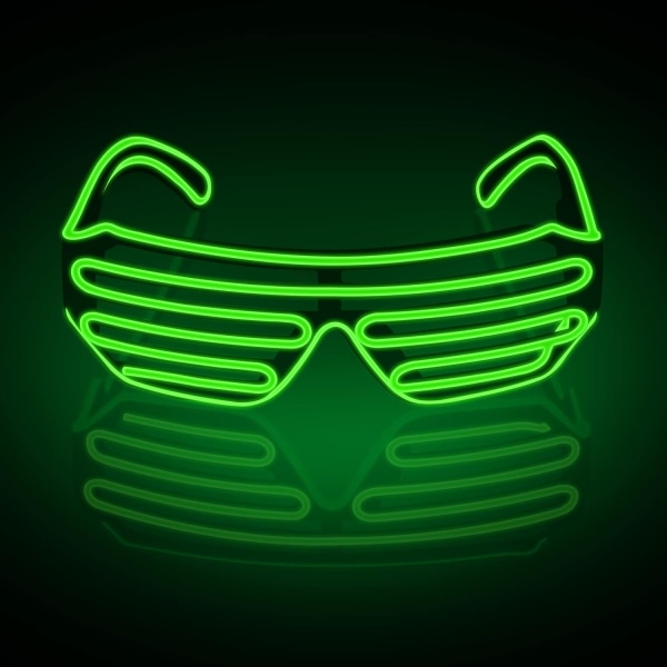 (Ljusgrön) Neon Rave Glasögon El Wire Blinkande LED Solglasögon L