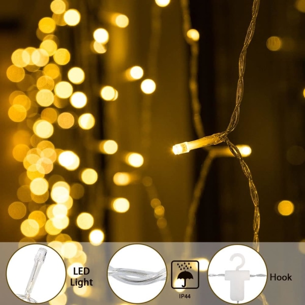 Julevindueslys Gardinlys 3,5m 96 LED Snefnug Fe