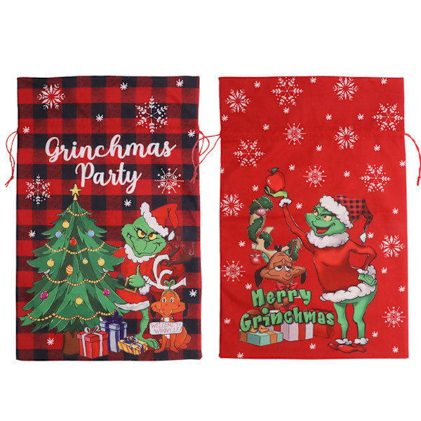##/2 st julmonster-presentpåsar med dragsko, återanvändbara tygpåsar##/