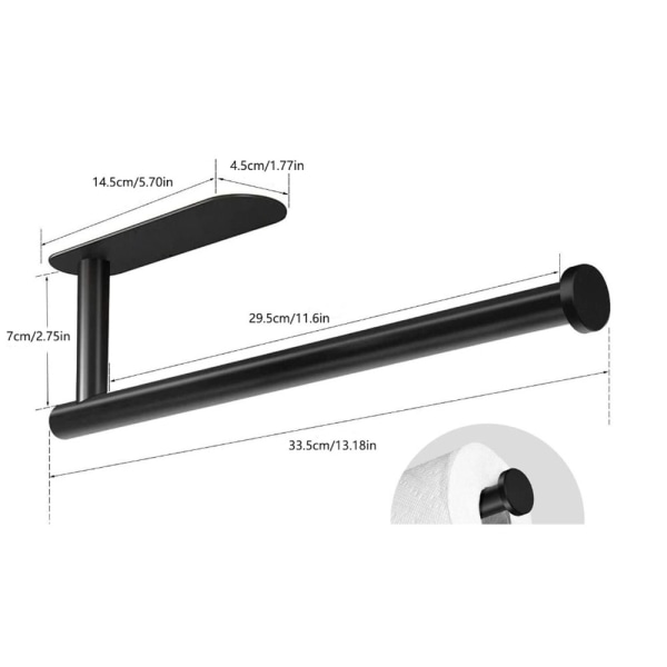 1 stk (sort) Fritstående Toiletpapirholder i Rustfrit Stål, I