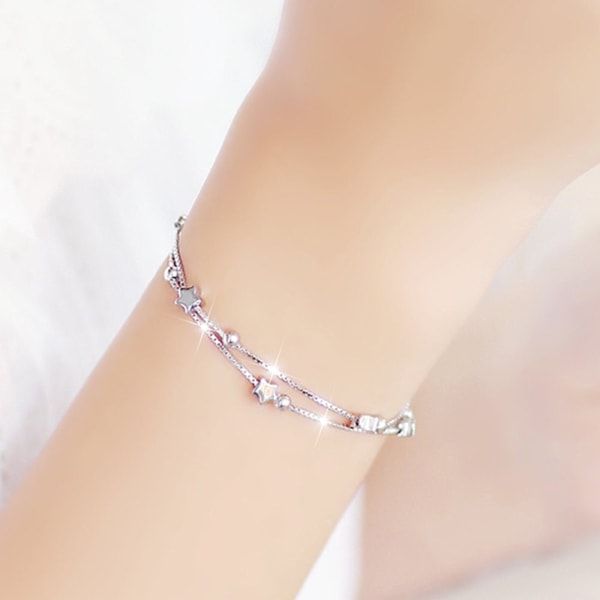 ##/Armbandset Kvinna Stjärnarmband Sterling Silver Justerbart Stjärna##/