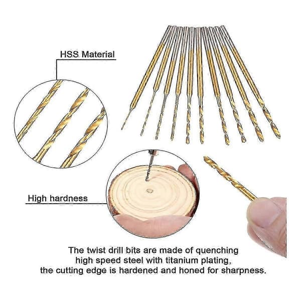 Mini Twist Borr Set, 0.6mm-2.2mm, HSS 2.35mm Skaft Titanbelagd Liten Borr Hålborrning