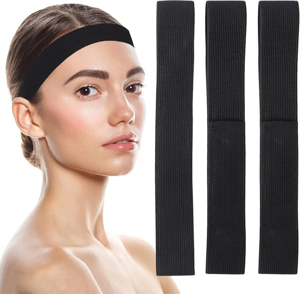 3 Pakkaa Peruukki Elastisen Nauhoja Hiusten Pitämiseen Paikoillaan 3cm Musta Nylon E