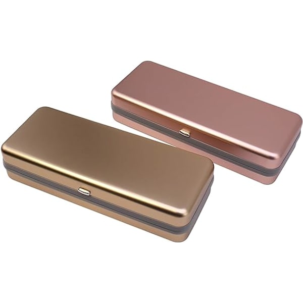 Aluminium Brilleglas Etui, Sæt af 2 - Rosenguld + Guld, Stor