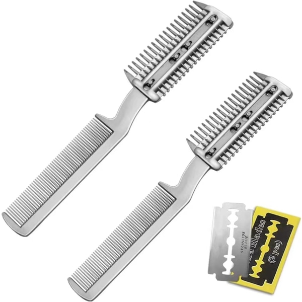 2 st Razor Kam för Hundar Husdjur Hårformare Razor Kam Hårsax