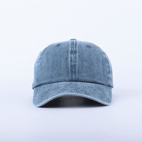 Unisex Basebollkeps i Bomull Passar Män Kvinnor Tvättad Denim Justerbar