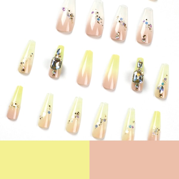 24 stycken gradient guldfolie strass (limtyp) Lång Pre