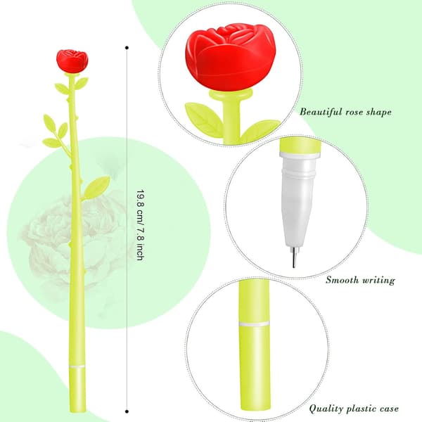 Blomsterpenner Roseform Kulepenn Kreativ Flytende Svart 0,38 mm