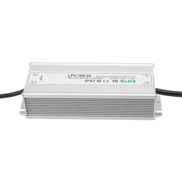 LED Driver Vanntett IP67 Konstant Spenning Strømforsyning Transformator Adapter 100W 24V 4.5A