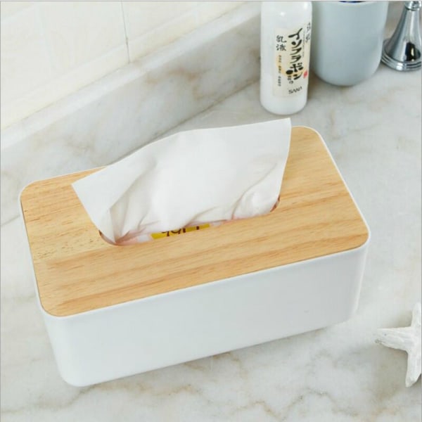 Trälåda för vävnader, vävnadsdispenser 21*13*9.8cm, Bekväm Tiss
