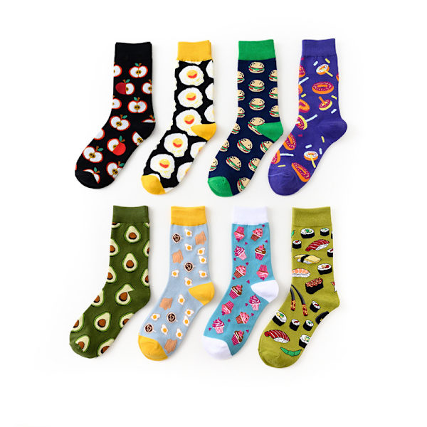 ##/Str. 36-43, (8 par) hjerte fritidsstrømper motiv, sjove farverige strømper, unisex, gave bomuldsmotiv strømper##/