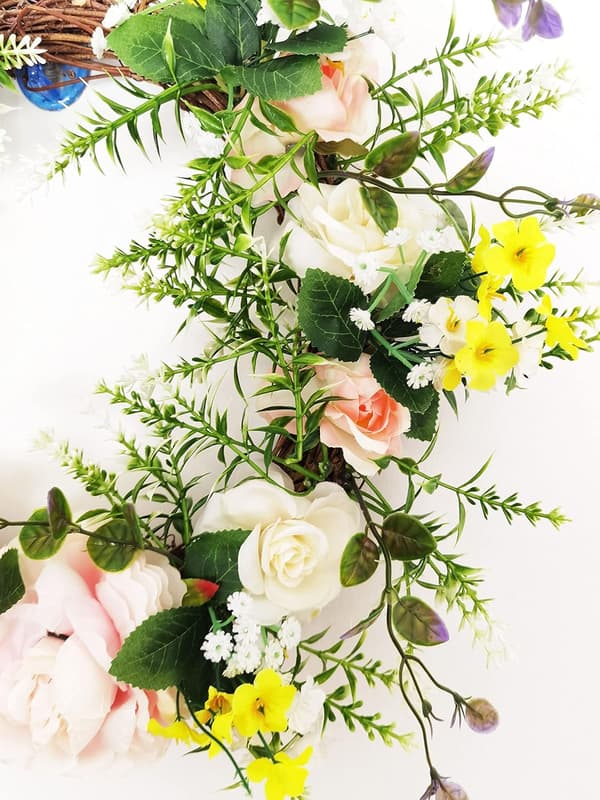 Kunstig Peonykrans Håndlaget Blomsterkrans med Eucalyptus L